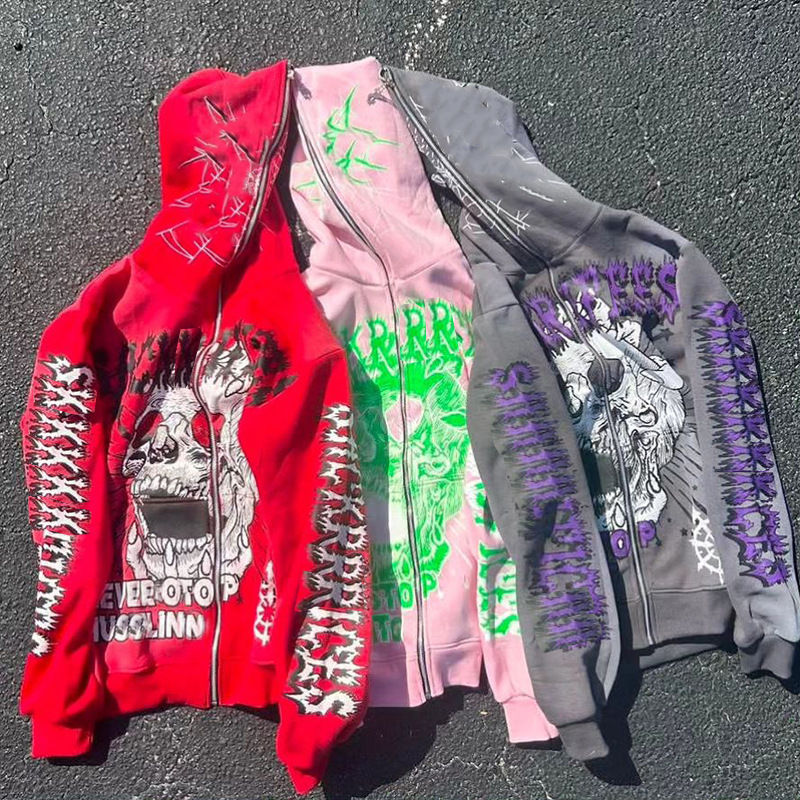 Hoodie Men Source Factory Trendy Brand Men's French Terry Cotton Cardigan Zipper Oversize Men's Sweatshirt