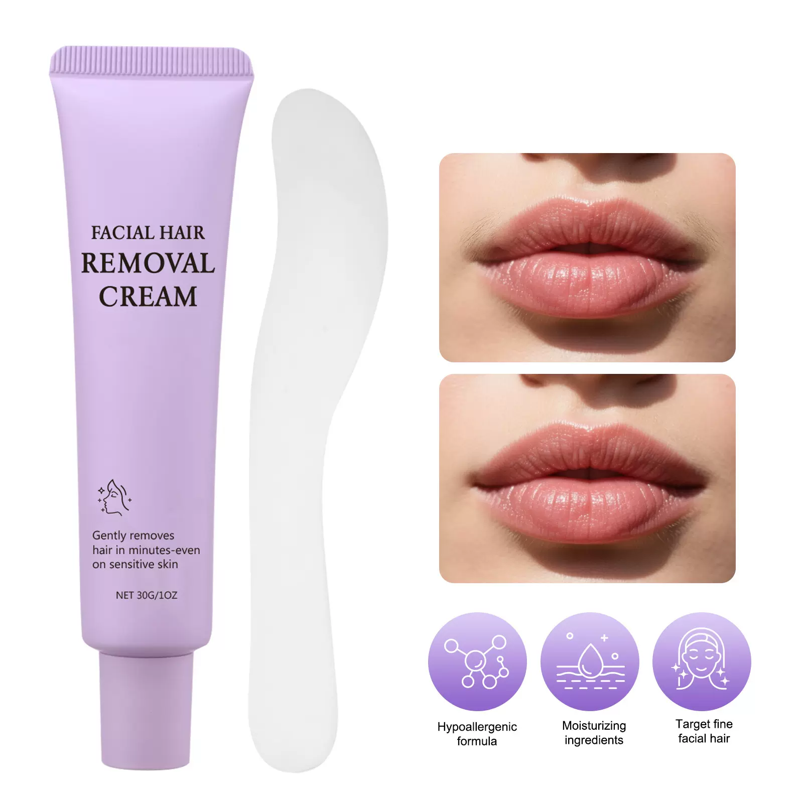 Face Hair Removal跨境无标身体肌肤护理面部脱毛膏30g带刮板热卖
