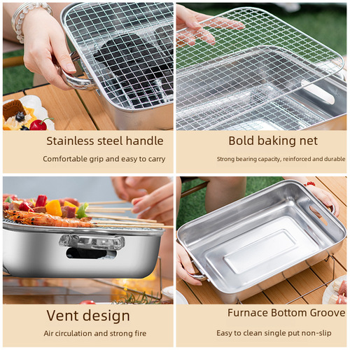 Outdoor barbecue grill camping Japanese-style desktop barbecue grill convenient fruit wood charcoal lazy home outdoor barbecue stand