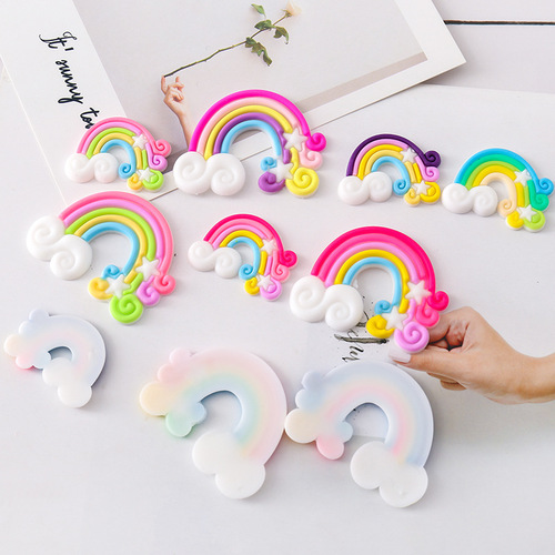 Baked cake soft glue rainbow decoration star candy color holiday birthday scene ornament material single side
