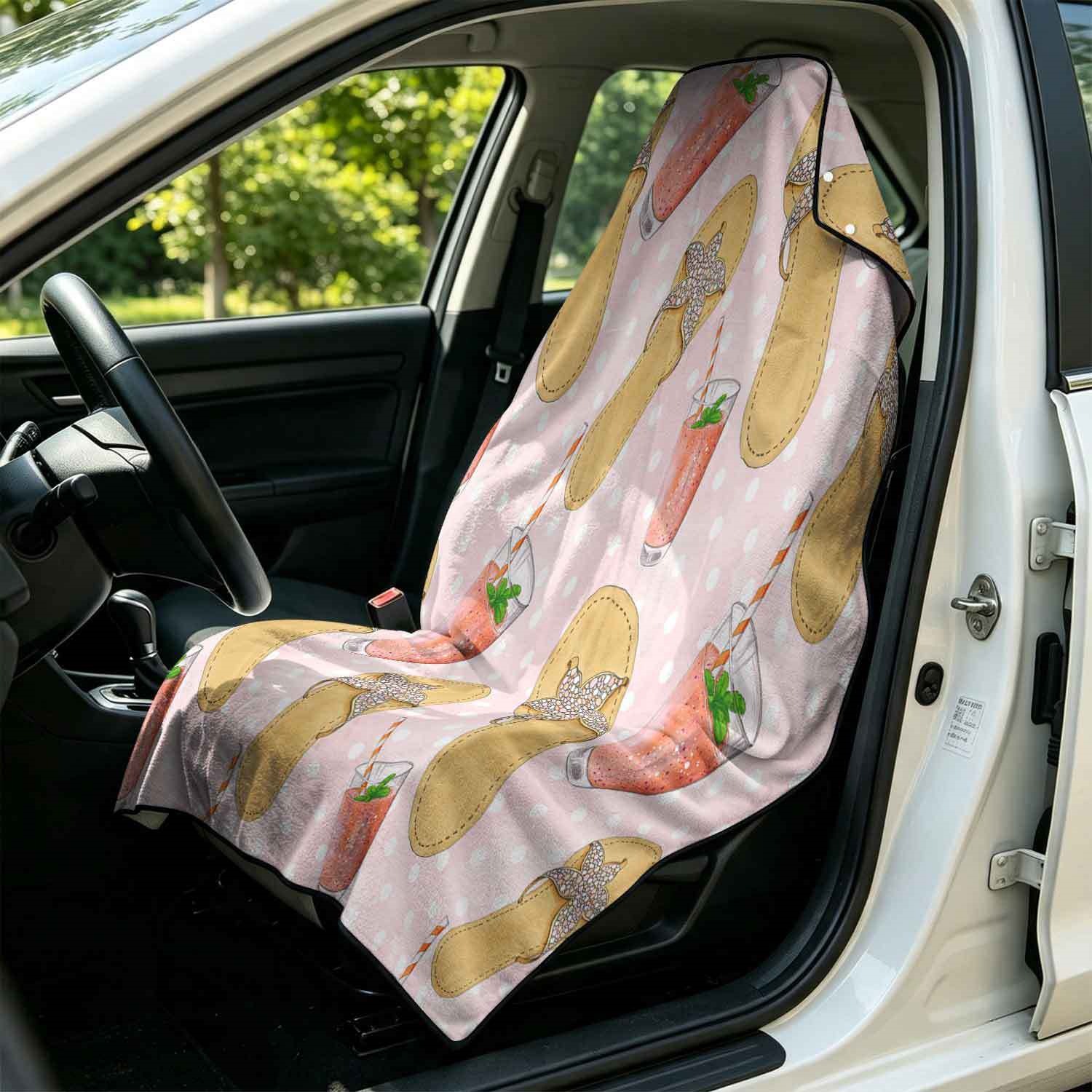 Summer bath towel and car seat cover 2-in-1, ultra-fine fiber outdoor beach and car dual-use universal seat cushion