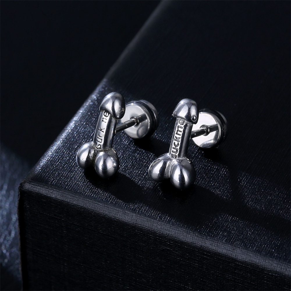 Punk Letter Arrow Stainless Steel Plating Ear Studs 1 Pair