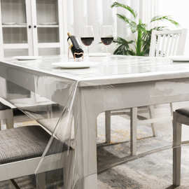 跨境透明桌布pvc超薄薄款下垂餐桌垫塑料酒席台布家具保护膜防水