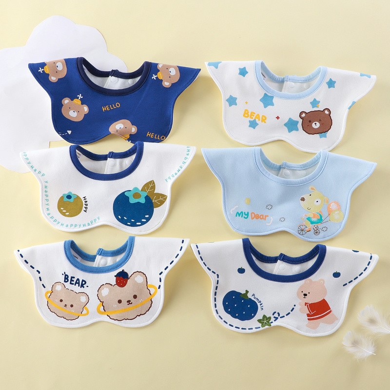 Babero para bebé toalla de saliva para bebé algodón impermeable recién nacido a prueba de vómitos babero para comer 360 grados rotación primavera y verano