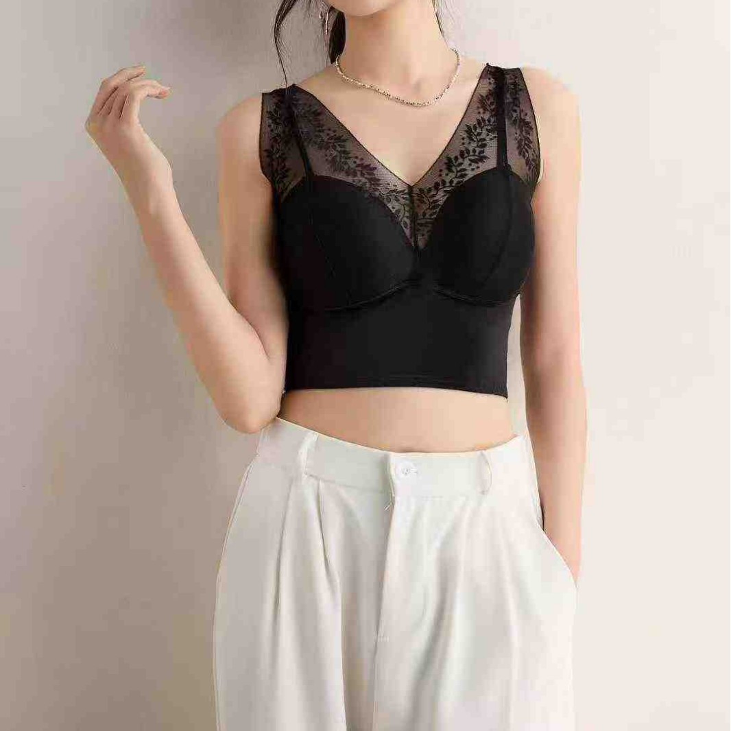 9801 # nuevo encaje sin marcas hermosa espalda sin anillo de acero chaleco sexy ropa interior damas base anti-luz deportes