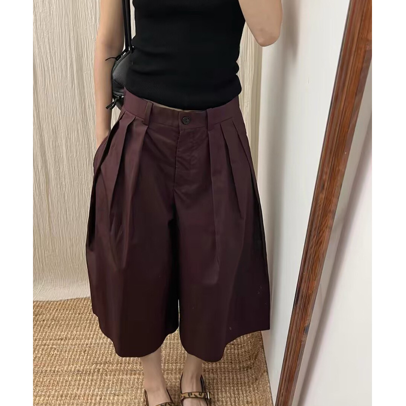 High-End Red-Brown A-Line Pleated Cropped Pants for Women, 2026 New Vintage Versatile Suit Pants High-End Red-Brown A-Line Pleated Cropped Pants for Women, 2026 New Vintage Versatile Suit Pants