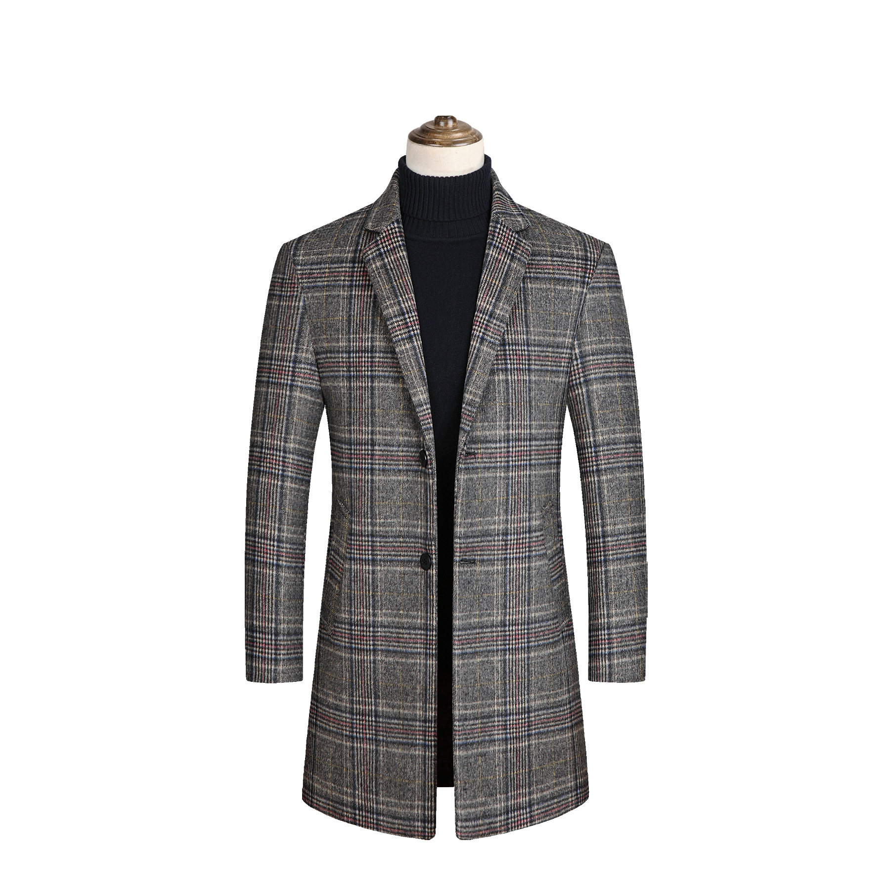 2023 nuevos hombres abrigo de lana engrosada solapa casual de negocios abrigo de lana cazadora chaqueta de Traje a cuadros