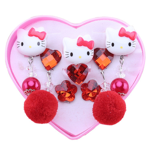 Children's cartoon pain-relieving ear clips without ear holes, baby girl ring jewelry princess fake earrings for girls, dangling earrings