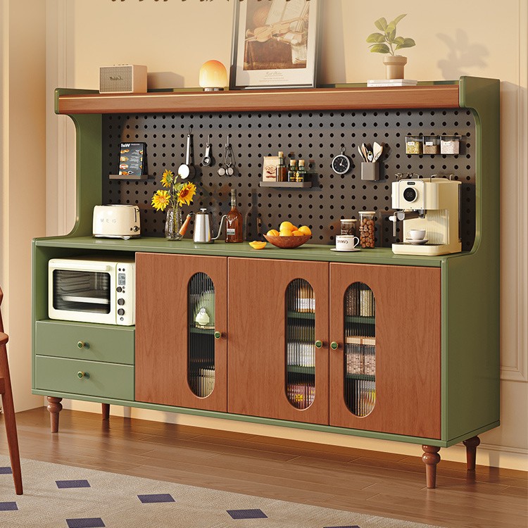 Solid Wood Sideboard, Antique Style Wall-Mounted Integrated Storage Cabinet, Restaurant Tea Cabinet, Small Apartment Cabinet, Home Storage Cabinet
