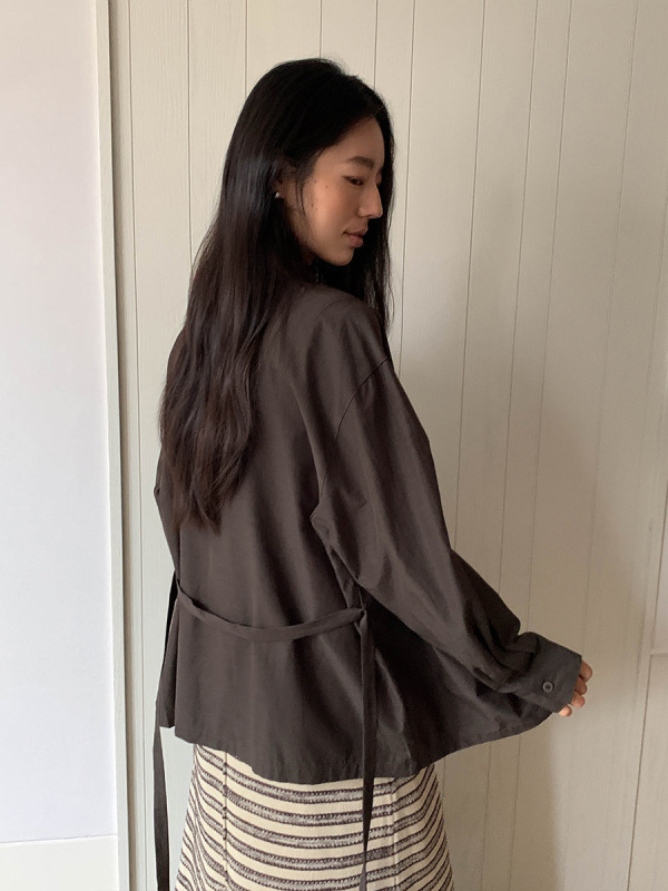 MOXI 十三行女装2025秋季新款衬衣女韩版设计感小众立领衬衫上衣|undefined