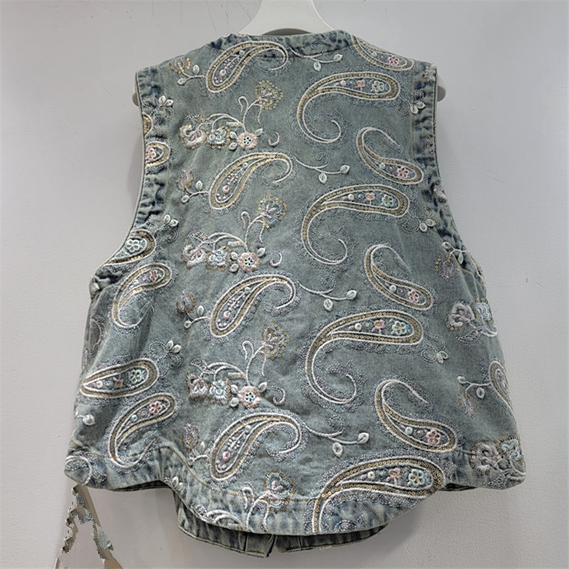 2026 primavera nuevos productos industria pesada china bordado jacquard chaleco de vaquín diseño de chaleco de alta calidad