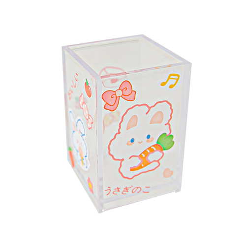ins unprinted style transparent acrylic pen holder office desktop stationery storage box student makeup brush storage bucket