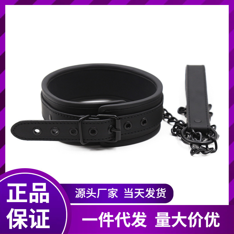 2022 foreign trade sex toys sponge edging with air holes full black pin buckle neck sleeve with traction chain fun neck sleeve 2022 foreign trade sex toys sponge edging with air holes full black pin buckle neck sleeve with traction chain fun neck sleeve