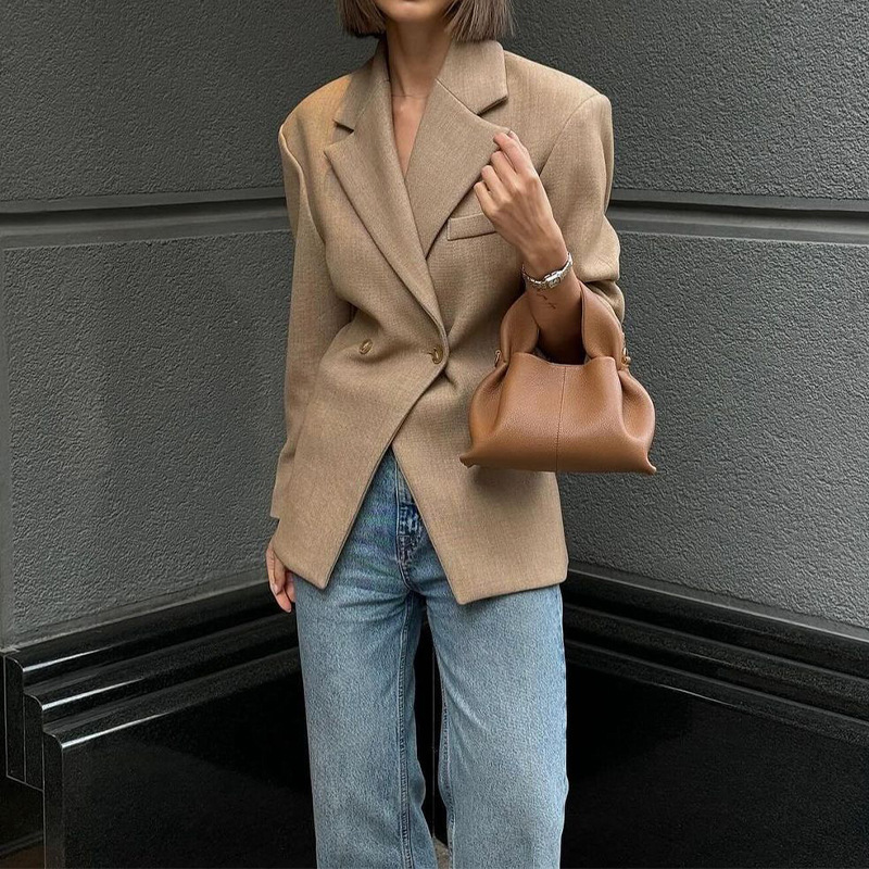 Autumn/Winter Women's Fashionable Solid Color Slim Professional Suit Jacket With Sophisticated Elegance_ecoleips.com
