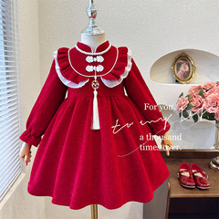 Girls' winter dress new fashion Chinese-style princess dress children's skirt New Year's Eve dress girl red New Year clothing