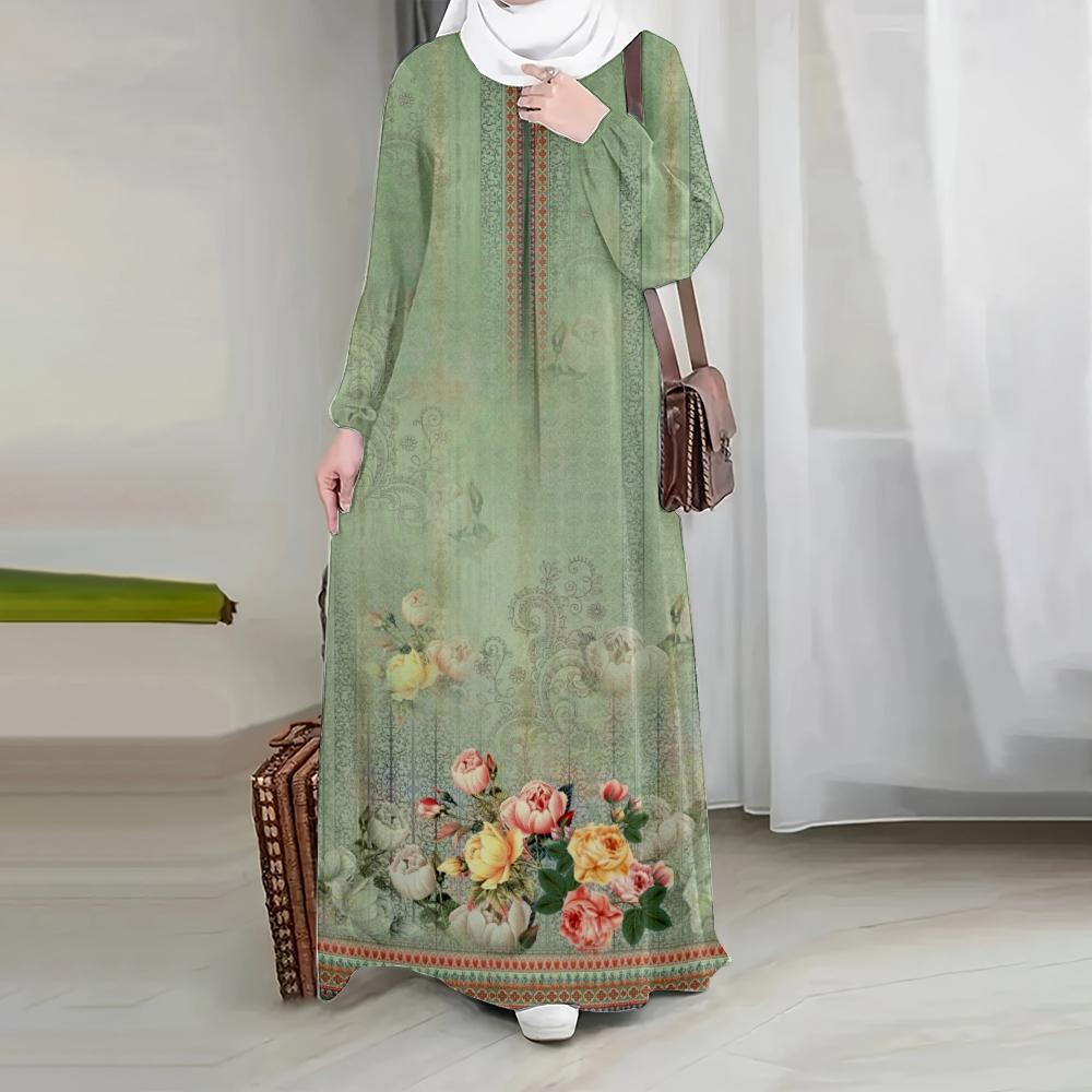 Robe longue musulmane à manches longues pour femme | Mode transfrontalière | Livraison directe disponible | Prix négociable | Matière : polyester_voghion.com