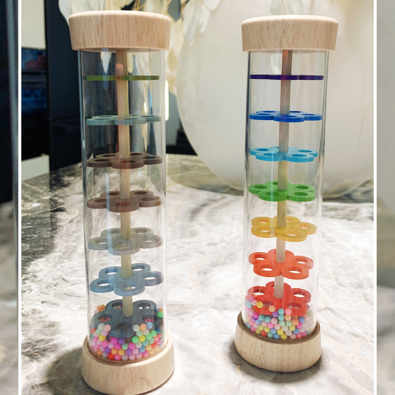Sonido de lluvia Orff de madera para niños, sonido de lluvia simulado, reloj de arena, instrumento musical, iluminación musical para bebés, juguete de educación temprana
