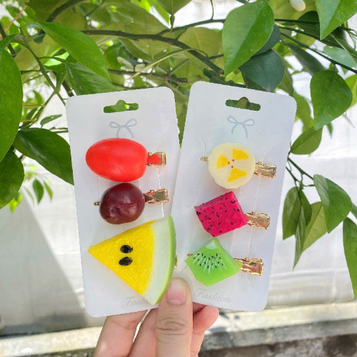 Simulated fruit three-dimensional food hairpin duckbill clip Korean new clip bangs side clip funny broken hair clip