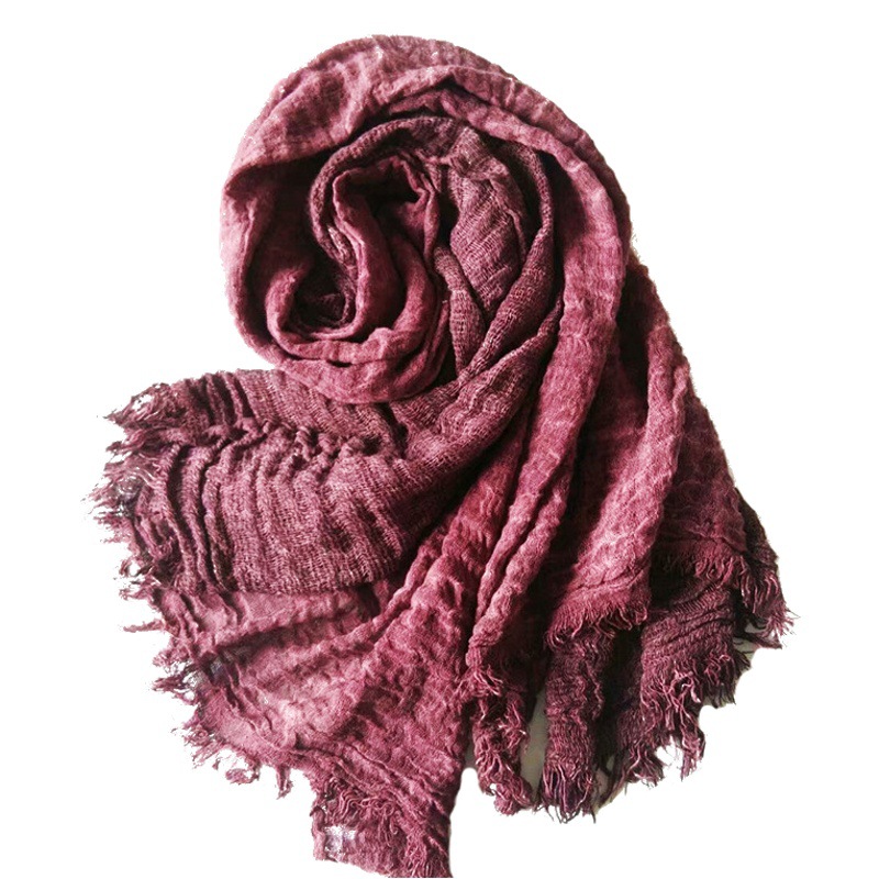 Manufacturer Supplies New Autumn and Winter Solid Color Cotton and Linen Blend Dirty-Dyed Scarves, Retro Mori Girl Style Unisex Shawls