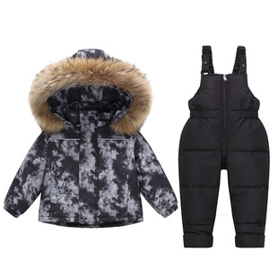 2025 Children's down Jacket Two-Piece Overalls Autumn and Winter Outerwear Jumpsuit Baby Winter Clothes Foreign Trade Children's Clothing Wholesale