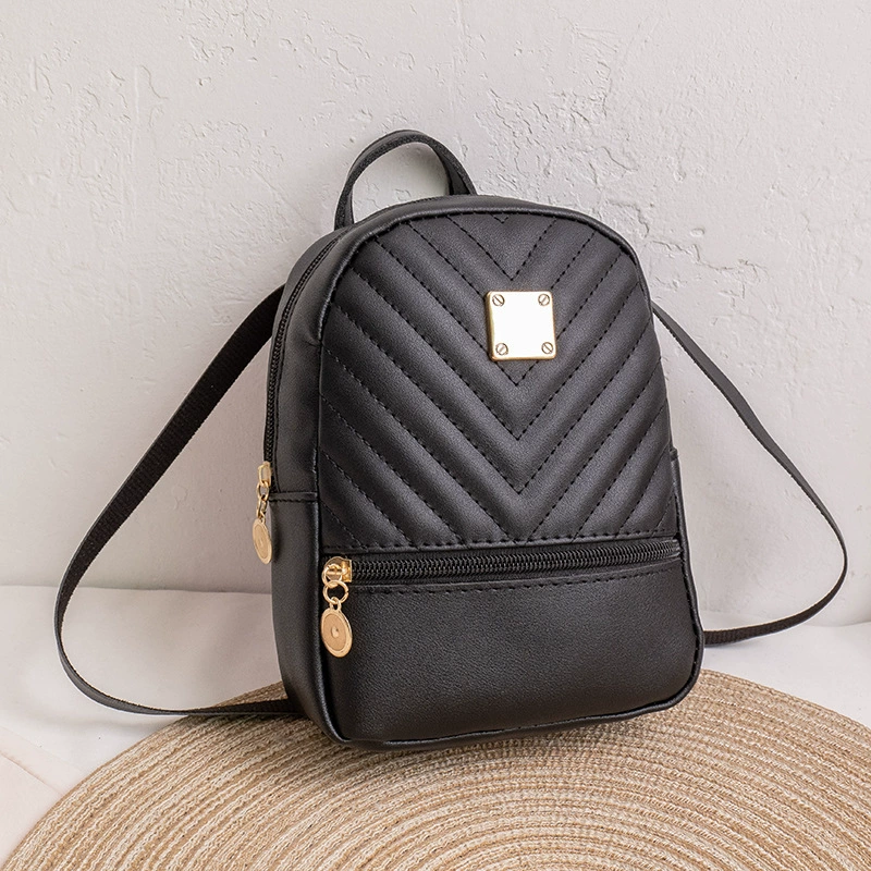 Capacious Backpack C033, Quilted PU Mini Backpack, Shoulder & Crossbody, Lightweight