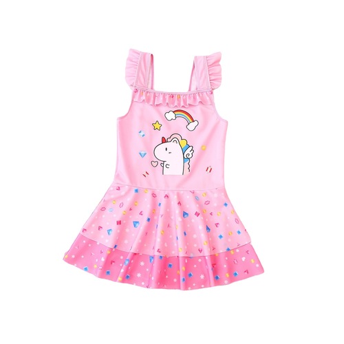Children's swimsuit girls one-piece swimsuit 2024 cute little girl baby medium and large children quick-drying hot spring swimsuit