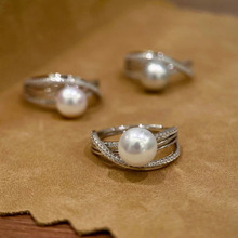 S925�y�ʯ8-9mm��ˮ�����ָ�����Ȧ�p�@��A������diy���п���