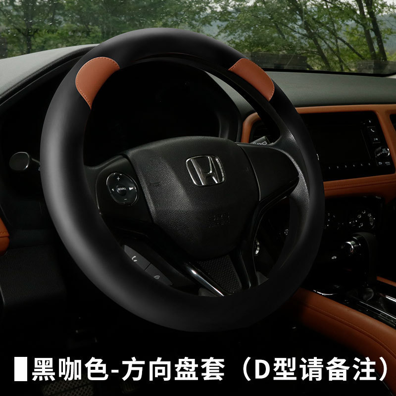 漫画の熊の耳の全皮のナパのハンドルカバーの車の内装は女性のかわいい四季の通用を代行します。|undefined