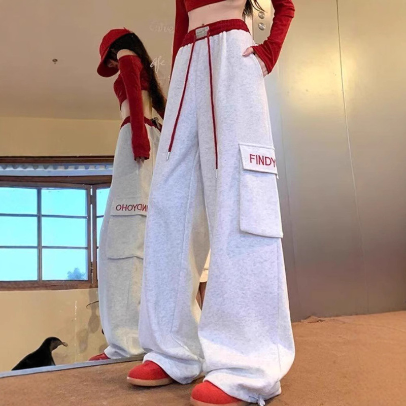 Cross-Border Export American Retro Sports Pants, Sweatpants, Loose Cargo Pants, Straight Casual Flap Pocket Pantss, Personalized and Versatile