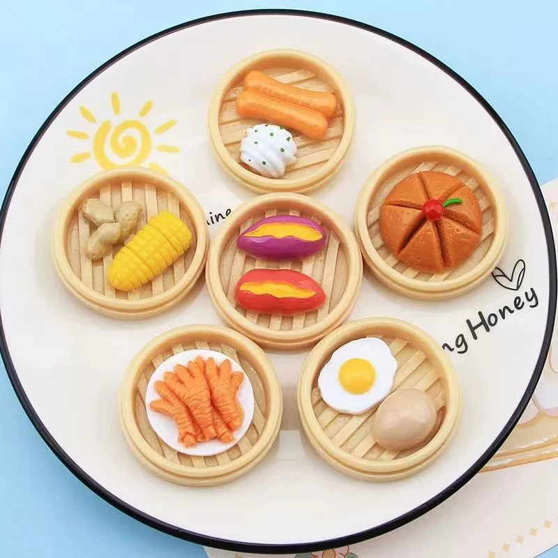 Пароварка на пару Фаршированная булочка еда игра DIY материал ручной работы Миниатюрные аксессуары вентилятор завтрак пельмени Смола моделирование маятник