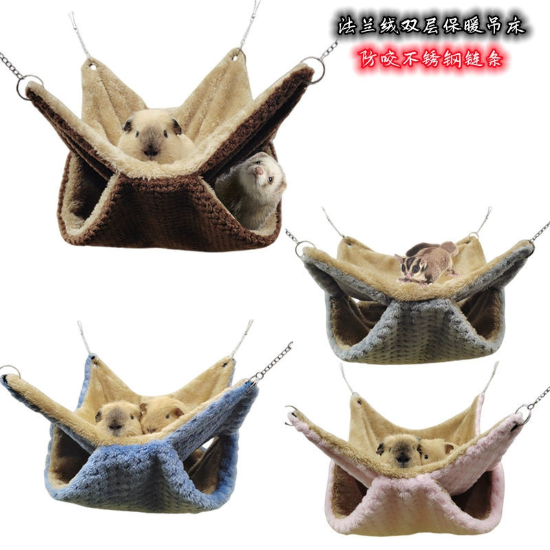 Медовый мешок двухслойный гамак на флисовой подкладке морская свинка Цветочная ветка крыса белка осенне-зимний Теплый Гамак хомяк гамак