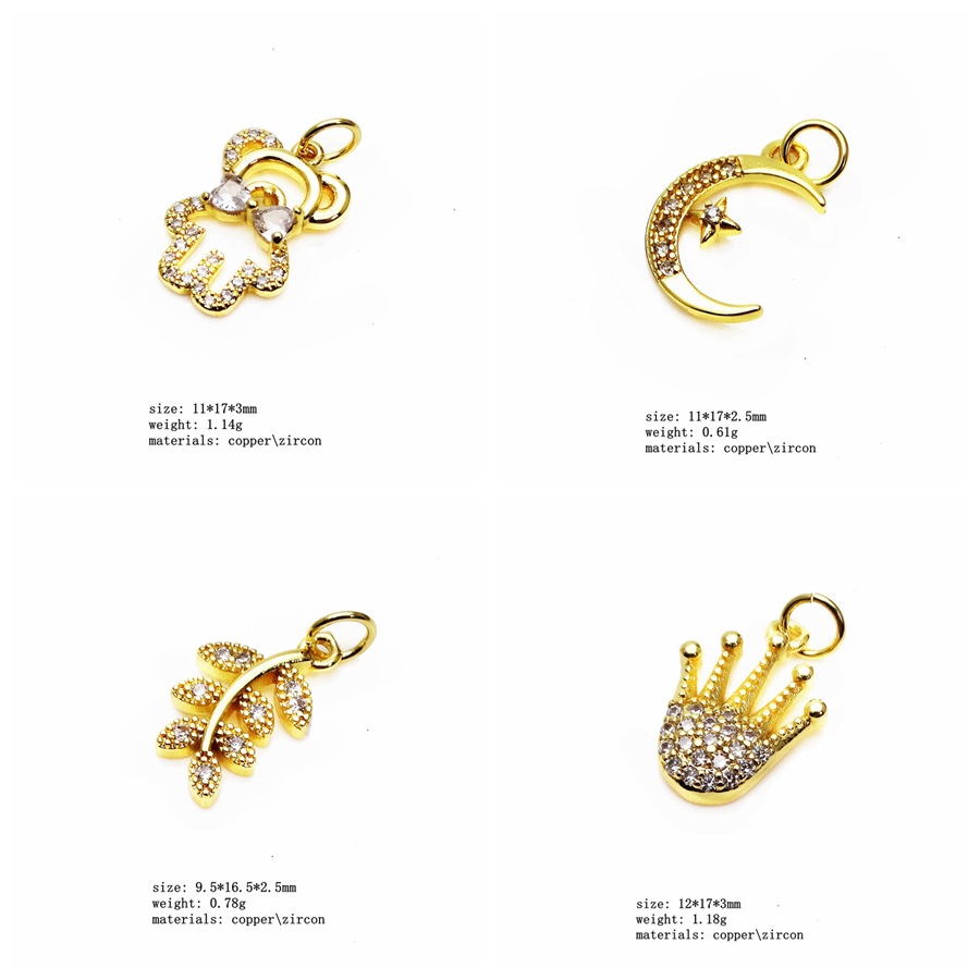 2g Weight Pendant Jewelry Making Type Zircon Inlay Material DIY Jewelry Accessories Classification 1 Piece Quantity Copper Material Leaf, Heart Shape, Bow Knot Pattern Inlay Design Simple Style Style 1 Piece Copper Zircon Leaf Heart Shape Bow Knot Pendant 4