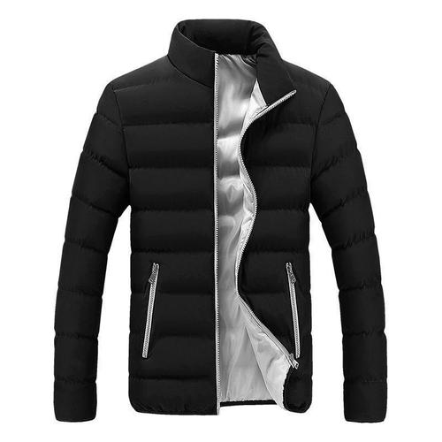 Leisure Winter Thick Cotton Coat for Men, Stand-up Collar Open Jacket, Outdoor Cotton Coat Outerwear