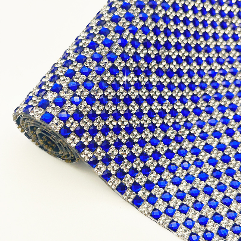 Parche de diamantes de imitación de vidrio de color brillante intermitente, adhesivo de malla de fondo, pegatina de diamantes en caliente, pegatina de diamantes decorativa de bricolaje, accesorios de ropa, pegatina de diamantes