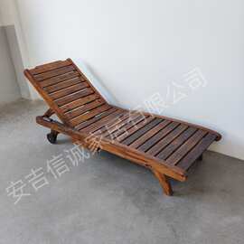 安吉信诚海边休闲懒人躺椅庭院花园实木长型躺椅可调高度阳台睡椅