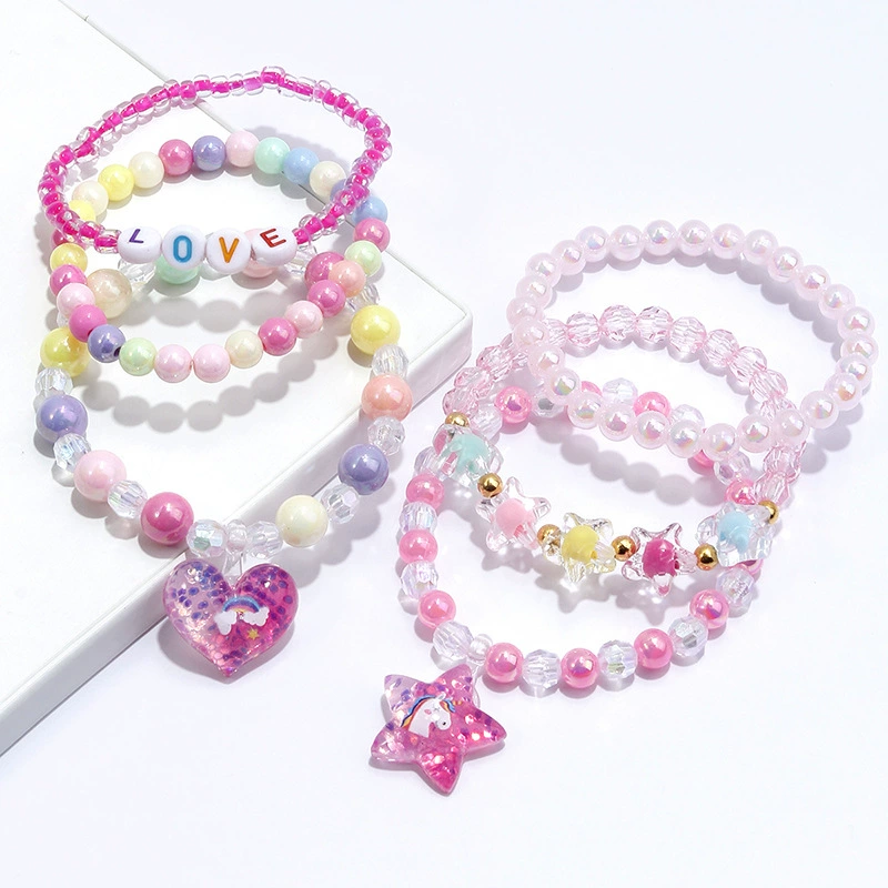 Милая подвеска в форме сердца, бусин bracelet, набор, детские украшения, оптом, (跨境 торговля)