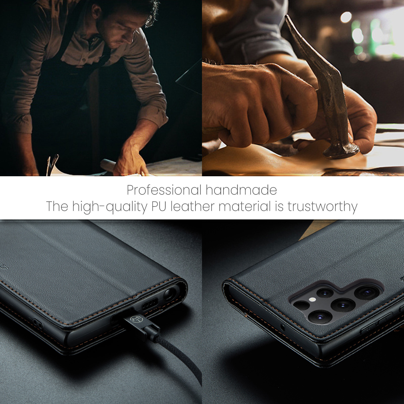 Capa de couro flip com rfid para samsung galaxy s23 ultra a54 a14_voghion.com