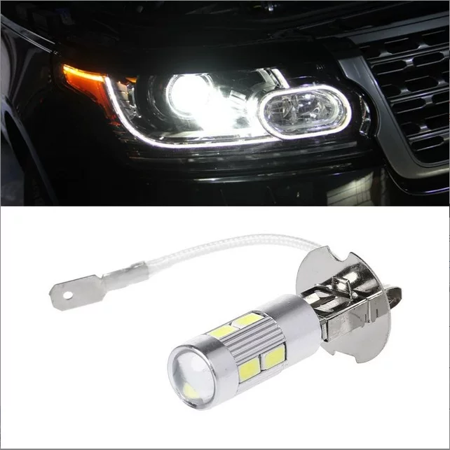 Автомобильная LED противотуманная фара H3 10SMD 5630, яркий ходовой огонь, противотуманная лампа