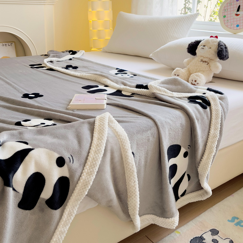 Coperta in velluto di latte con bordo in velluto Beibei, adatta alla pelle, doppia faccia, per ufficio, divano, studente, inverno, spesso e caldo, lenzuolo_voghion.com