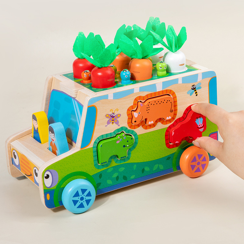 Niños multi-funcional Noah Ark trolley granja captura de insectos pesca de madera bebé educación temprana juguetes educativos de madera