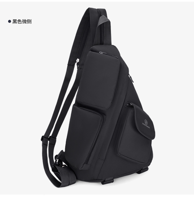 2025 New cross-border men's chest bag, casual men's bag, large-capacity retro multi-functional crossbody bag, soft leather single-shoulder bag undefined
