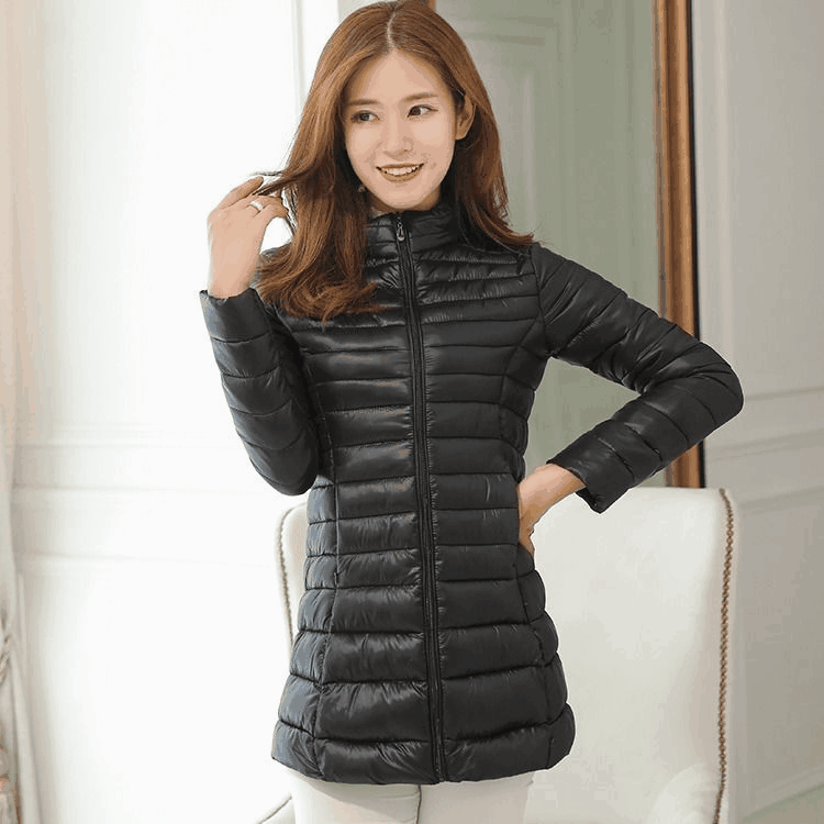 Женское пальто средней длины с хлопковой подкладкой, 2023, осень и зима, Новое поступление, женское тонкое приталенное пальто в Корейском стиле с хлопковой подкладкой с воротником, пальто с хлопковой подкладкой