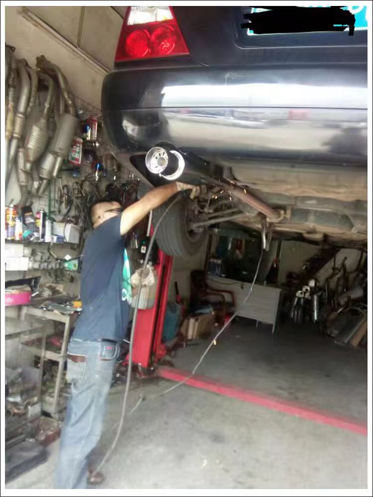 Car exhaust modification sound system, universal stainless steel direct exhaust with back-pressure tail section, rumble exhaust for street racing car sound