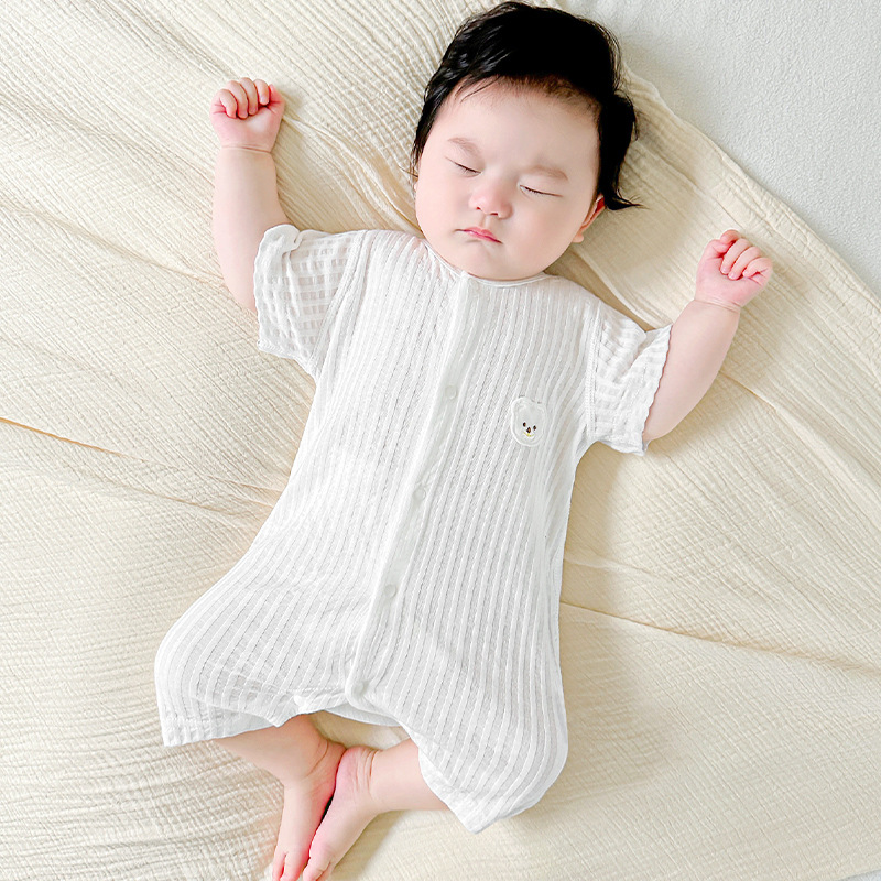 Baby summer overcoat recién nacido delgado mangas cortas para salir con ropa de verano para niños y niñas pijamas ropa de bebé image 8
