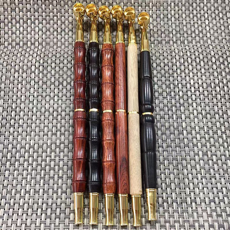 批发檀木竹节长烟杆 可拆卸清洗循环过滤木烟斗 老式便携加长烟枪