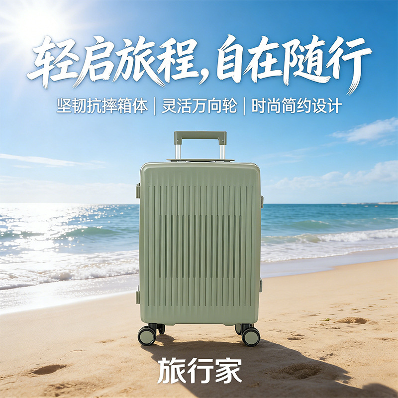 Manufacturer Wholesale New Pp Hard Shell Trolley Case Foreign Trade Cross-Border Large Capacity Zipper Pp Suitcase Three-Piece Set