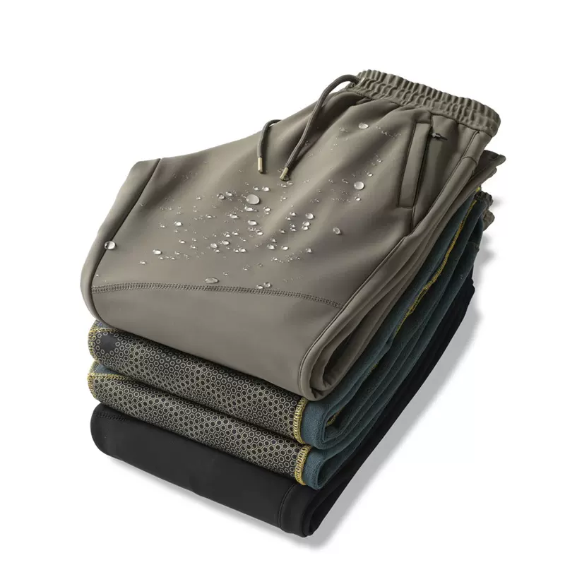 男女情侣同款加绒保暖黑金护膝防风防水长裤秋冬季断腰包腰休闲裤