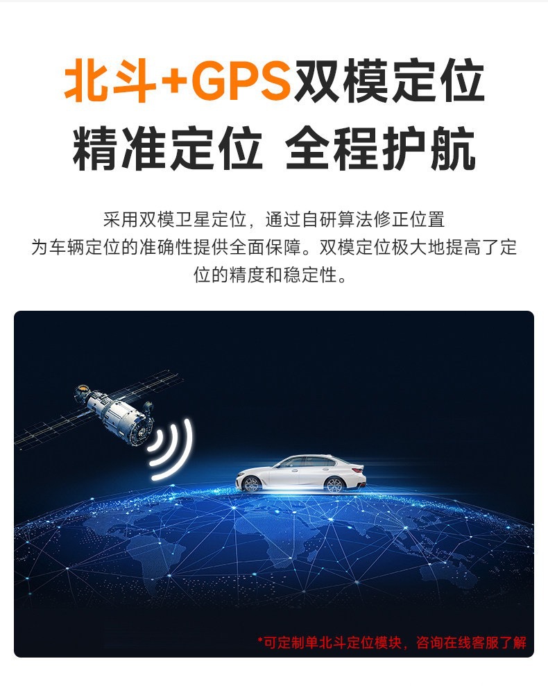 Dual-lens front and rear dashcam with high-definition car video monitoring, Beidou GPS positioning, and fleet video surveillance