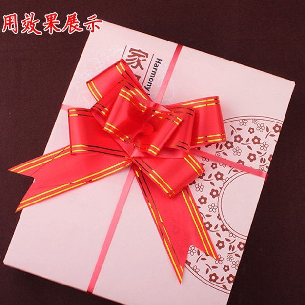 Álbum diversión Decoración de la boda borde dorado mano tire flor arco caja de regalo embalaje tire flor grande flor tirón al por mayor