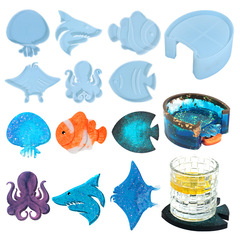 Proud diy crystal glue mold marine life coaster series silicone mold exclusively for cross-border supply